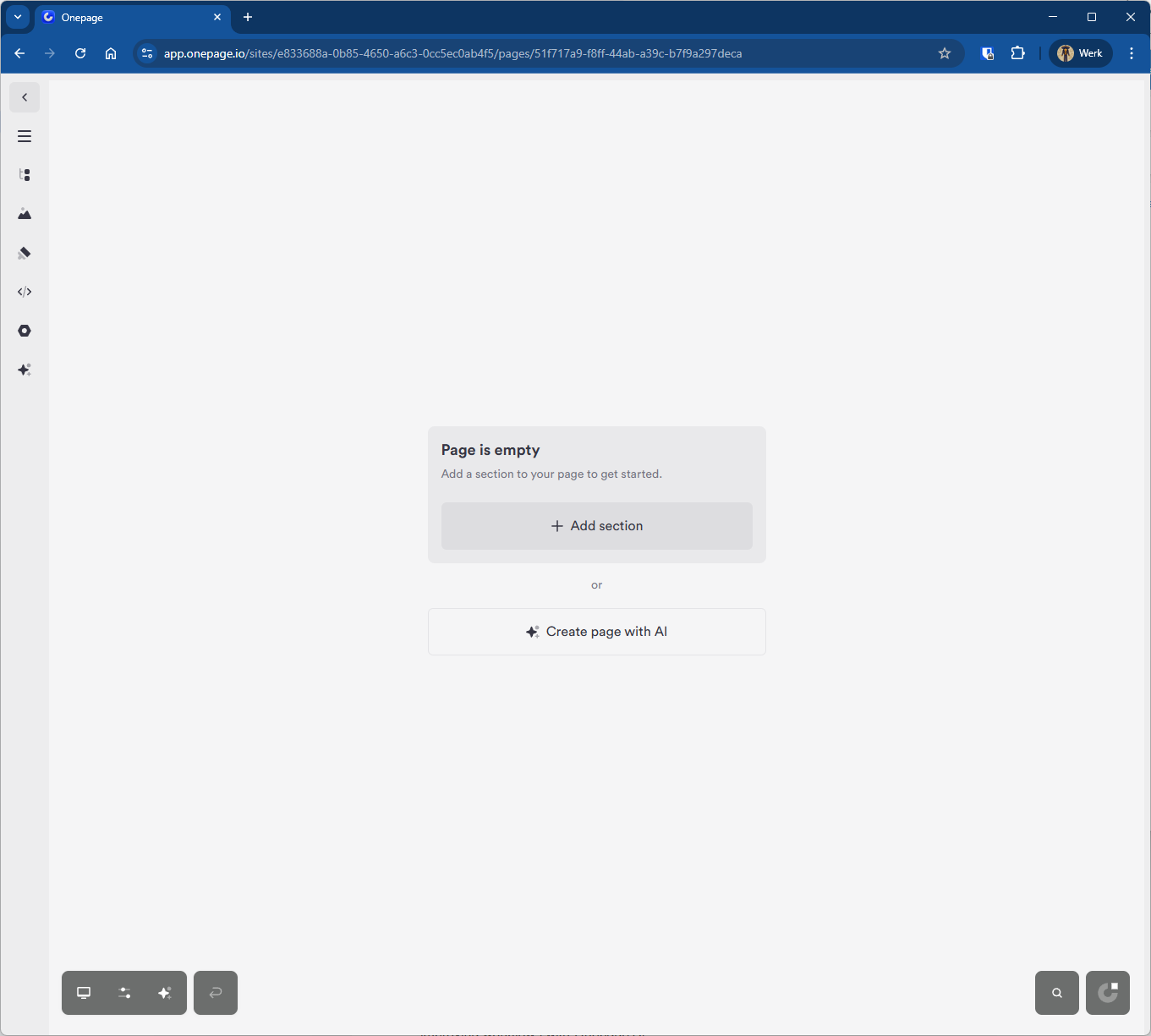 OnePage add section knop